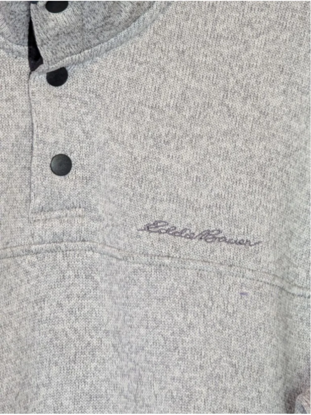Men's Eddie Bauer Gray Fleece Mock Neck Snap Pullover XL